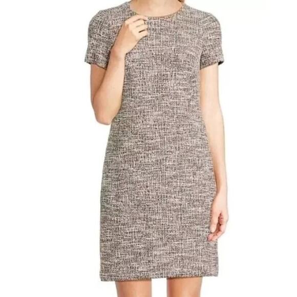 Calvin Klein Size 10 Tweed Sheath Mini Dress Black White Work Office Siren SATC - Picture 1 of 11